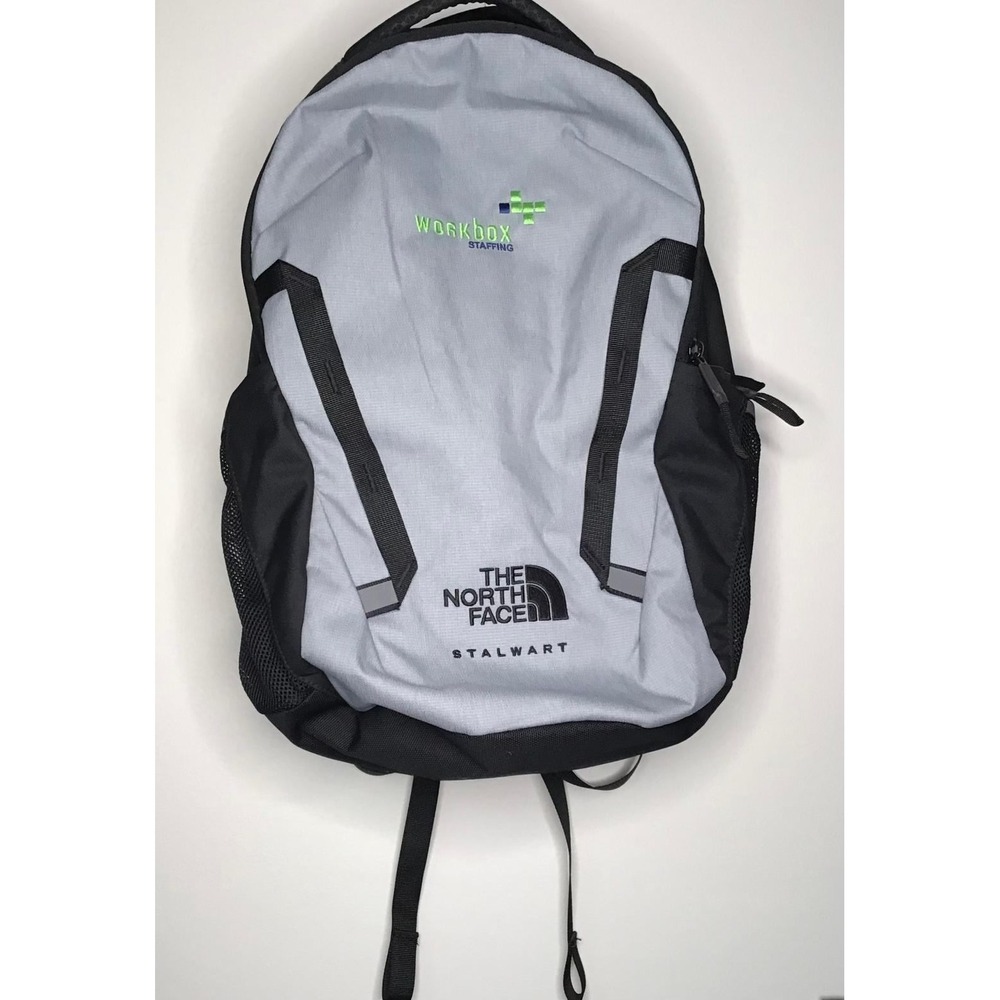 The North Face Stalwart Backpack Gray Black Laptop Bag Workbox Staffing Logo New - Picture 1 of 10